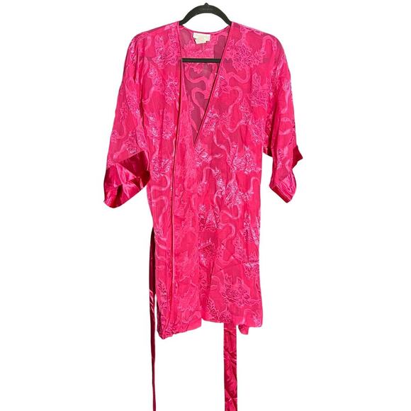 Vintage Inner Most Floral Robe Size Small Hot Pink Lingerie Intimates Bridal - Picture 2 of 7